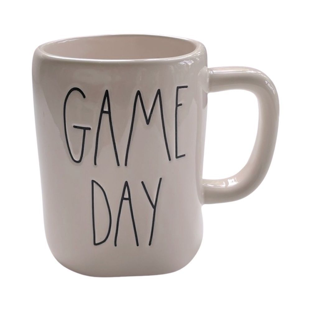 Rae Dunn GAME DAY Football White Ceramic Mug NWOT